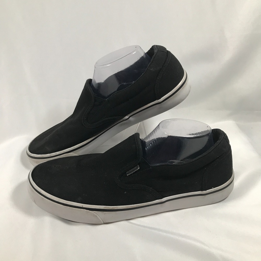 Lugz Mens Crown Black White Canvas Slip On Sneakers MCROWNC-060 Size 11
